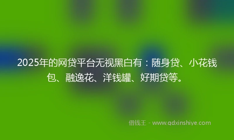 2025年的网贷平台无视黑白有：随身贷、小花钱包、融逸花、洋钱罐、好期贷等。