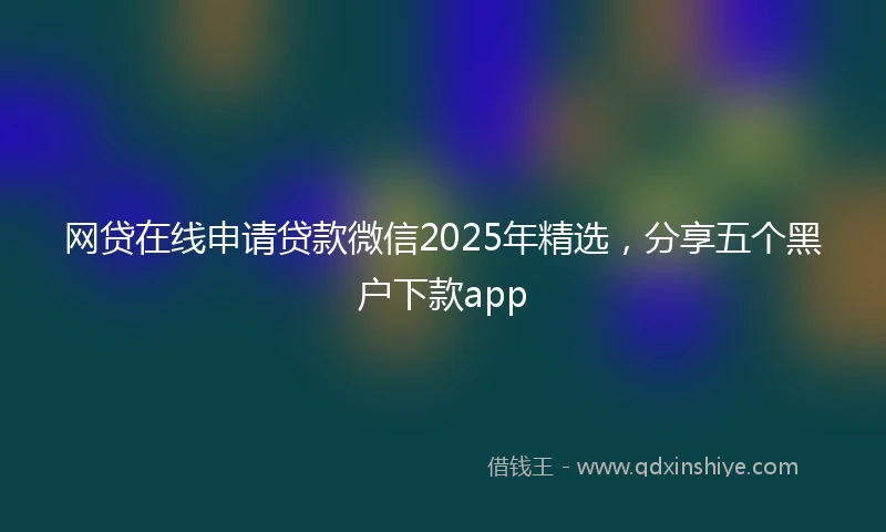 网贷在线申请贷款微信2025年精选，分享五个黑户下款app