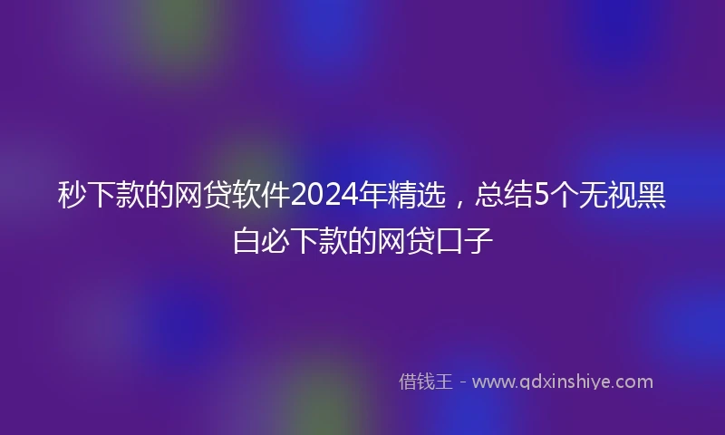 秒下款的网贷软件2024年精选，总结5个无视黑白必下款的网贷口子
