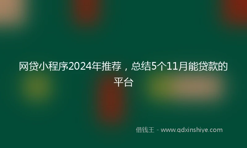 网贷小程序2024年推荐，总结5个11月能贷款的平台