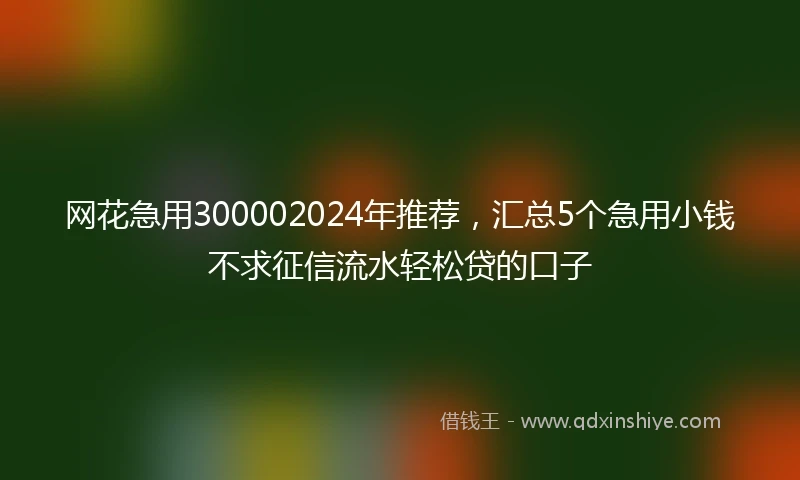 网花急用300002024年推荐，汇总5个急用小钱不求征信流水轻松贷的口子