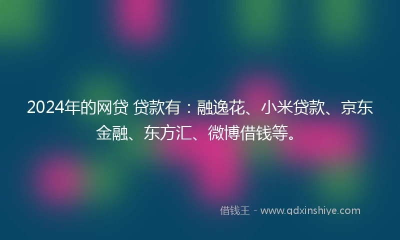 2024年的网贷 贷款有：融逸花、小米贷款、京东金融、东方汇、微博借钱等。