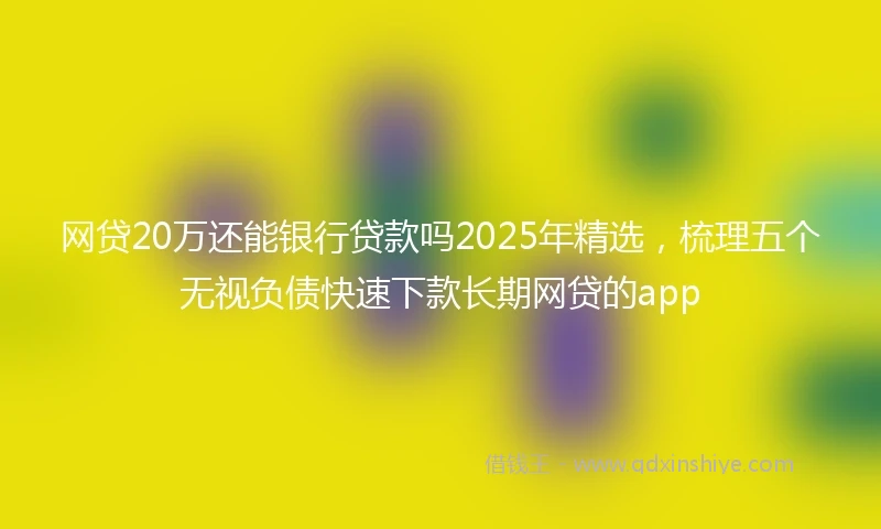 网贷20万还能银行贷款吗2025年精选，梳理五个无视负债快速下款长期网贷的app