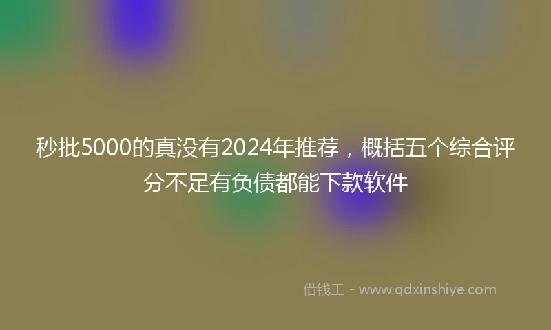 秒批5000的真没有2024年推荐，概括五个综合评分不足有负债都能下款软件