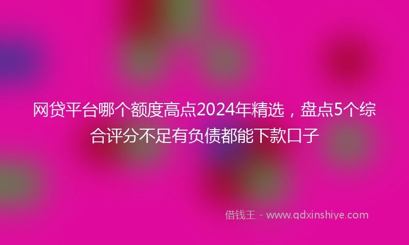 网贷平台哪个额度高点2024年精选，盘点5个综合评分不足有负债都能下款口子