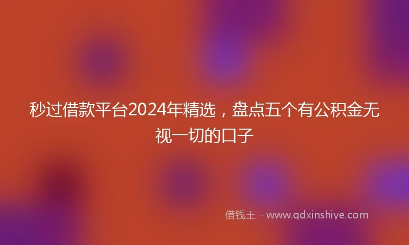 秒过借款平台2024年精选，盘点五个有公积金无视一切的口子
