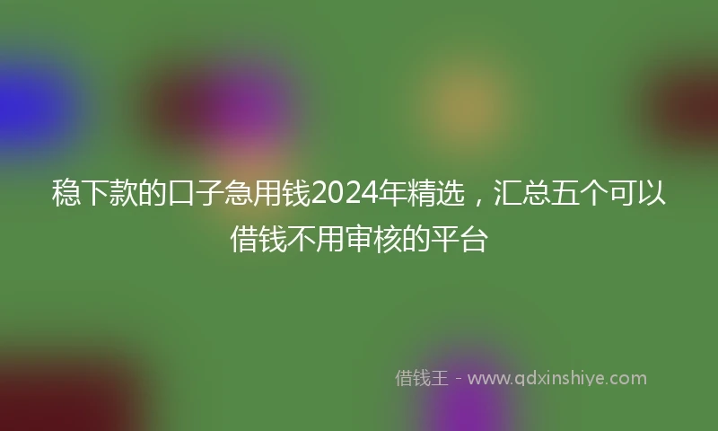 稳下款的口子急用钱2024年精选，汇总五个可以借钱不用审核的平台