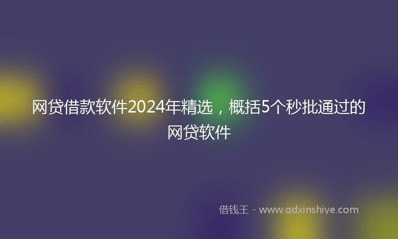 网贷借款软件2024年精选，概括5个秒批通过的网贷软件