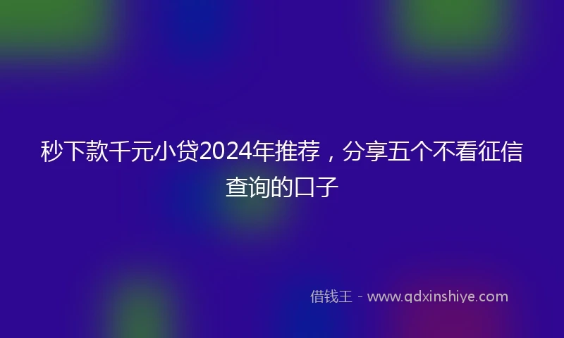 秒下款千元小贷2024年推荐，分享五个不看征信查询的口子