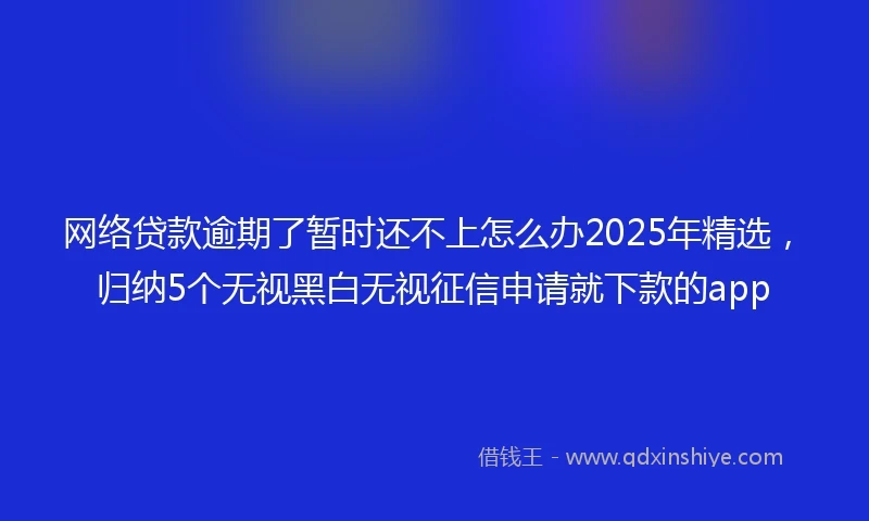 网络贷款逾期了暂时还不上怎么办2025年精选，归纳5个无视黑白无视征信申请就下款的app
