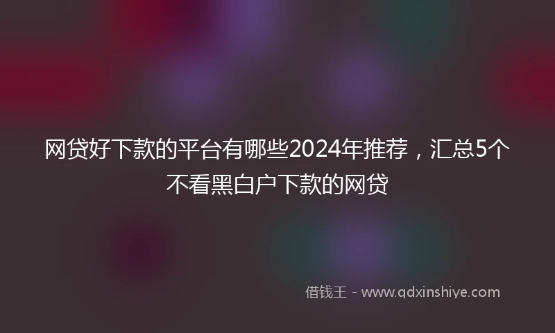 网贷好下款的平台有哪些2024年推荐，汇总5个不看黑白户下款的网贷