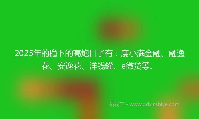 2025年的稳下的高炮口子有：度小满金融、融逸花、安逸花、洋钱罐、e微贷等。