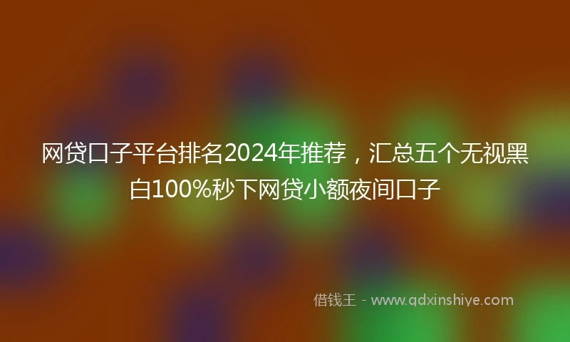 网贷口子平台排名2024年推荐，汇总五个无视黑白100%秒下网贷小额夜间口子