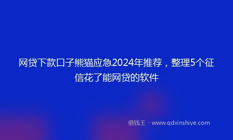 网贷下款口子熊猫应急2024年推荐，整理5个征信花了能网贷的软件