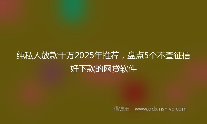 纯私人放款十万2025年推荐，盘点5个不查征信好下款的网贷软件