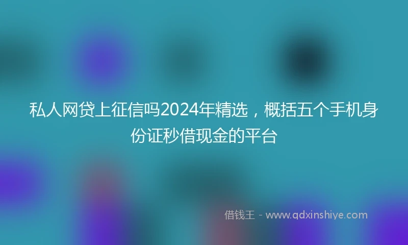 私人网贷上征信吗2024年精选，概括五个手机身份证秒借现金的平台
