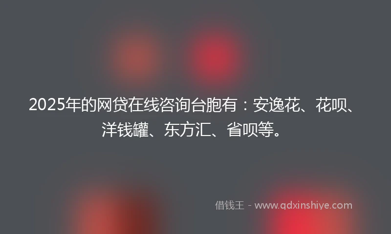 2025年的网贷在线咨询台胞有：安逸花、花呗、洋钱罐、东方汇、省呗等。