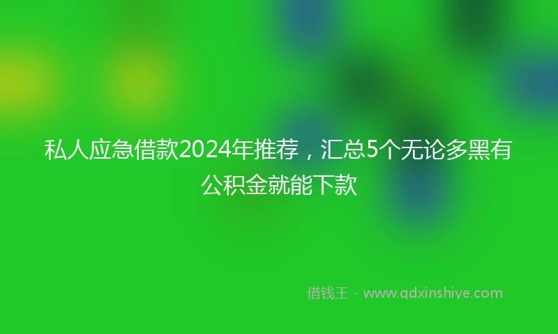 私人应急借款2024年推荐，汇总5个无论多黑有公积金就能下款