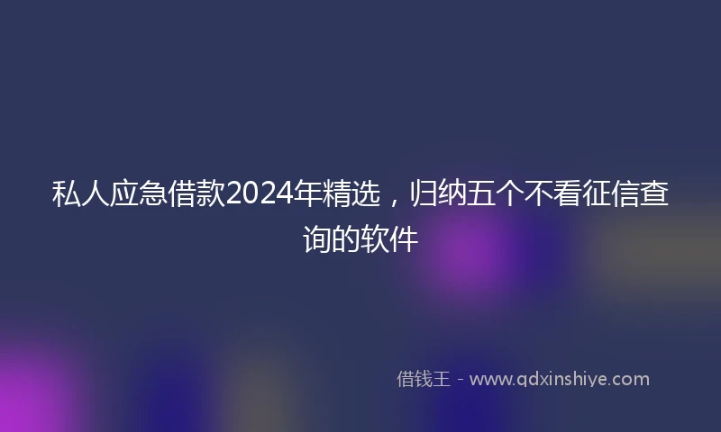私人应急借款2024年精选，归纳五个不看征信查询的软件