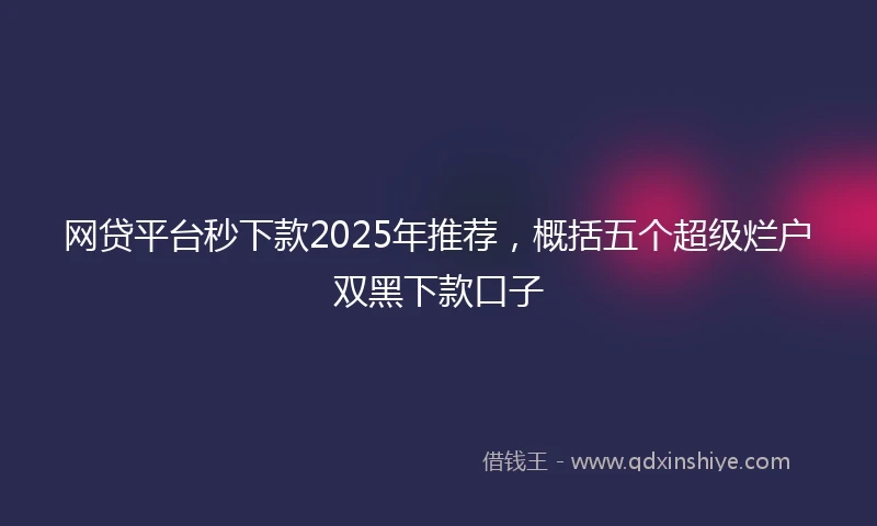网贷平台秒下款2025年推荐，概括五个超级烂户双黑下款口子