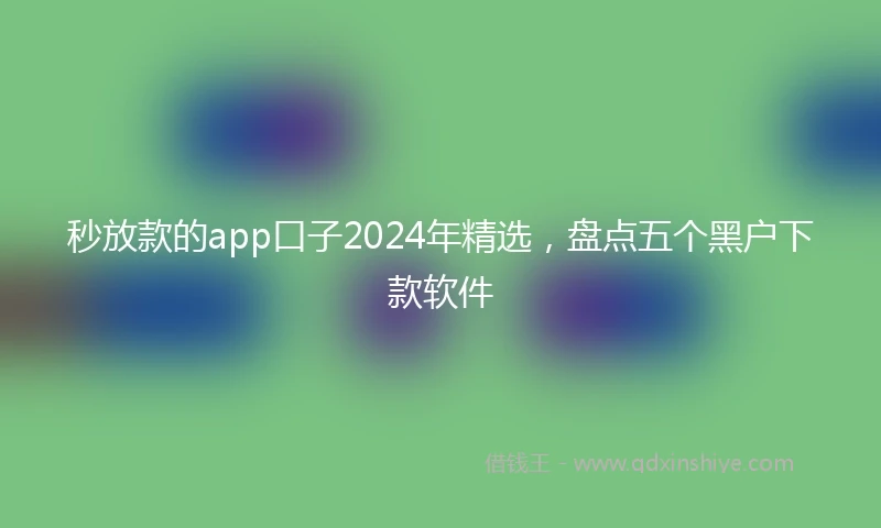 秒放款的app口子2024年精选，盘点五个黑户下款软件
