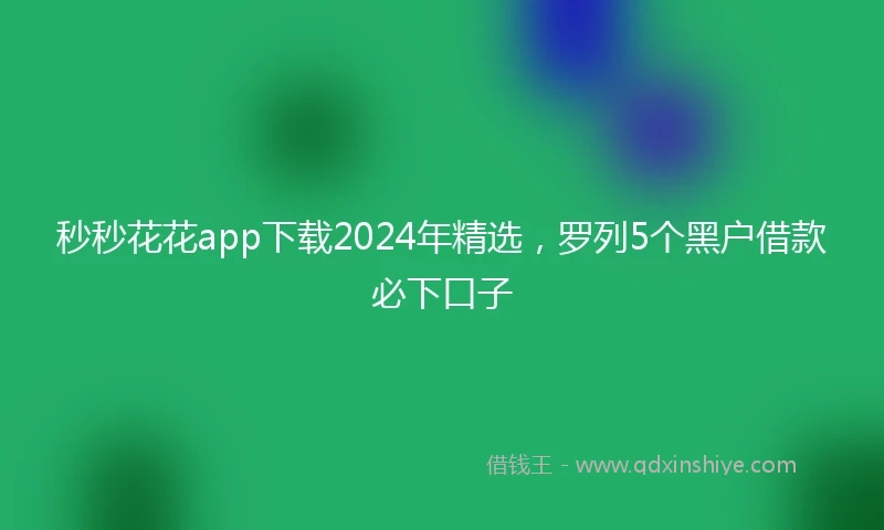 秒秒花花app下载2024年精选，罗列5个黑户借款必下口子