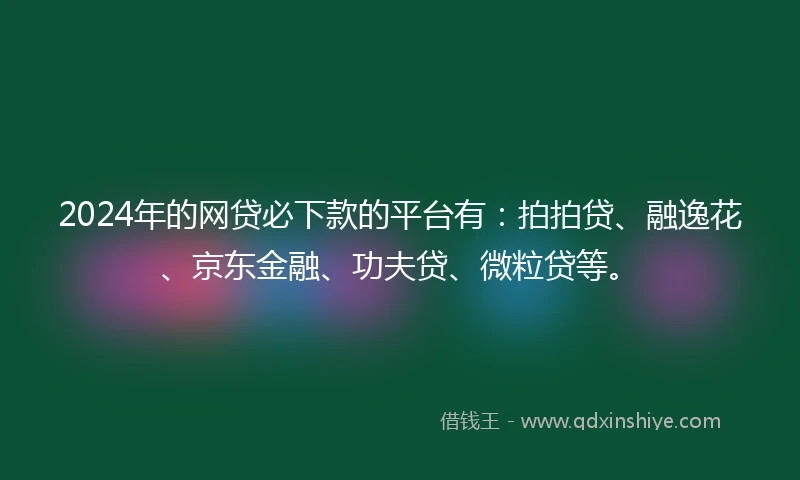 2024年的网贷必下款的平台有:拍拍贷、融逸花、京东金融、功夫贷、微粒贷等。