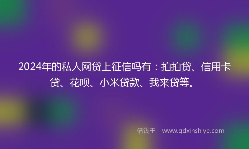 2024年的私人网贷上征信吗有：拍拍贷、信用卡贷、花呗、小米贷款、我来贷等。