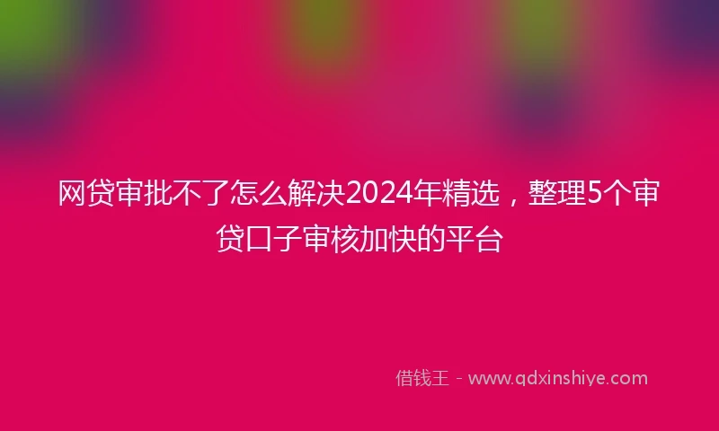 网贷审批不了怎么解决2024年精选，整理5个审贷口子审核加快的平台