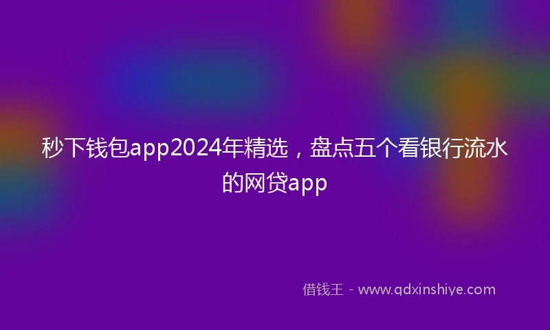秒下钱包app2024年精选，盘点五个看银行流水的网贷app