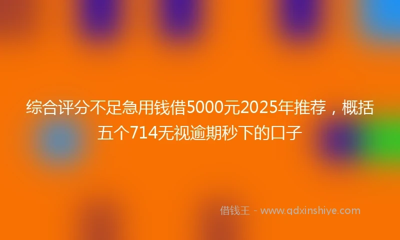 综合评分不足急用钱借5000元2025年推荐，概括五个714无视逾期秒下的口子