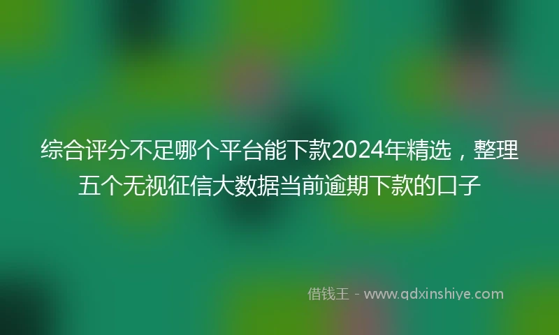 综合评分不足哪个平台能下款2024年精选，整理五个无视征信大数据当前逾期下款的口子