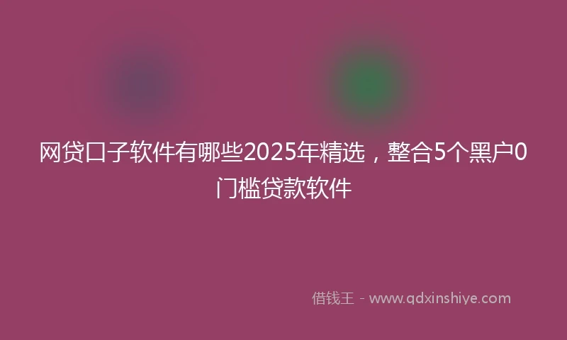 网贷口子软件有哪些2025年精选，整合5个黑户0门槛贷款软件