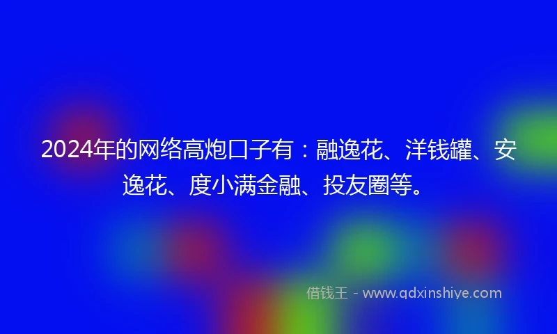 2024年的网络高炮口子有：融逸花、洋钱罐、安逸花、度小满金融、投友圈等。