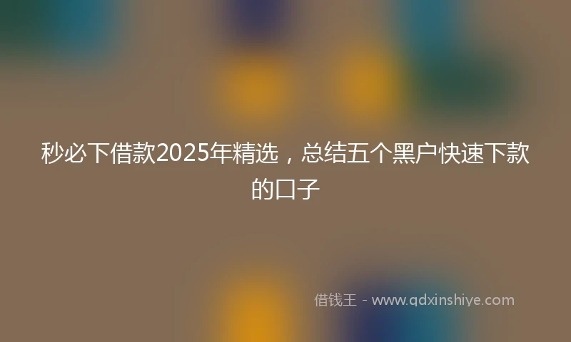 秒必下借款2025年精选，总结五个黑户快速下款的口子