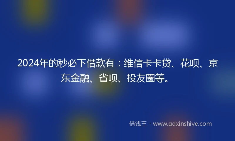 2024年的秒必下借款有：维信卡卡贷、花呗、京东金融、省呗、投友圈等。