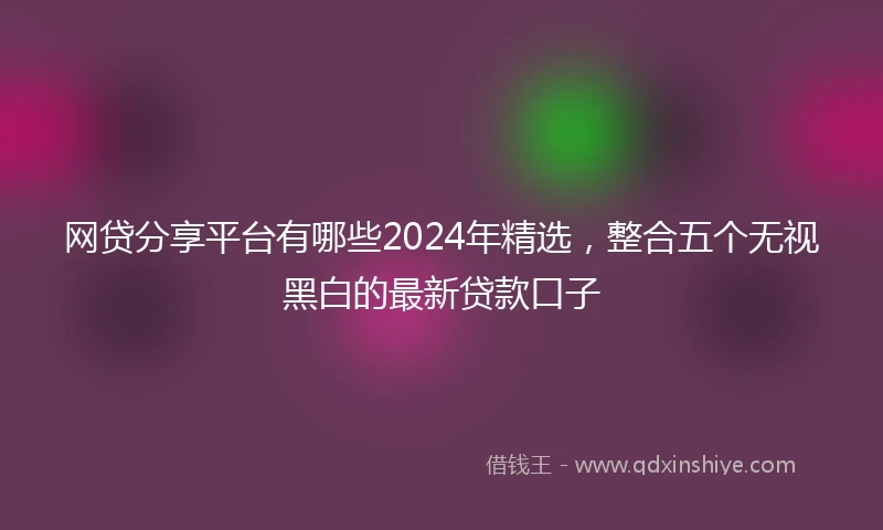 网贷分享平台有哪些2024年精选，整合五个无视黑白的最新贷款口子