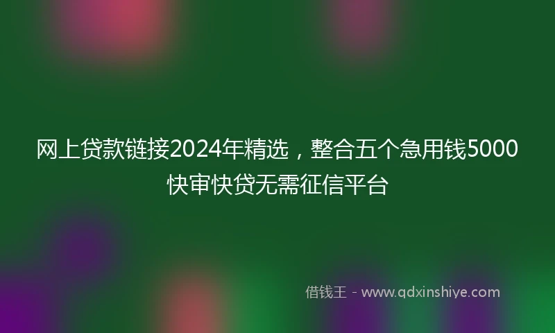网上贷款链接2024年精选，整合五个急用钱5000快审快贷无需征信平台