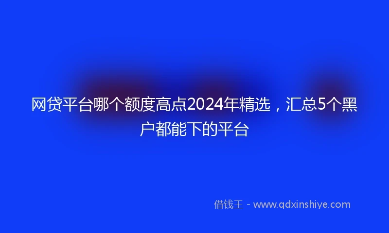 网贷平台哪个额度高点2024年精选，汇总5个黑户都能下的平台