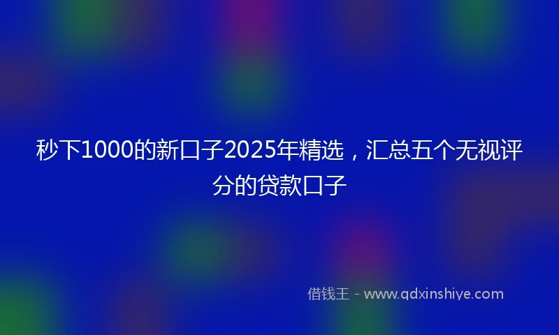 秒下1000的新口子2025年精选，汇总五个无视评分的贷款口子