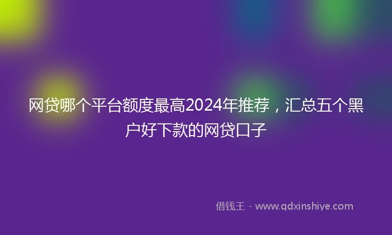 网贷哪个平台额度最高2024年推荐，汇总五个黑户好下款的网贷口子