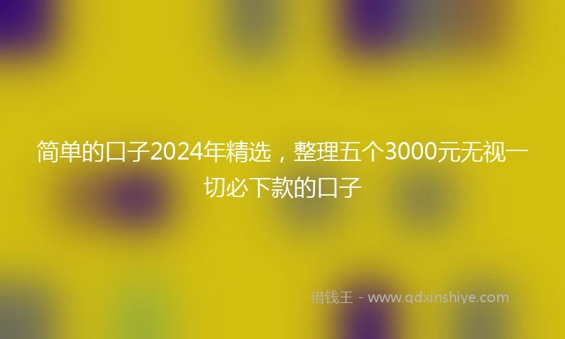 简单的口子2024年精选，整理五个3000元无视一切必下款的口子