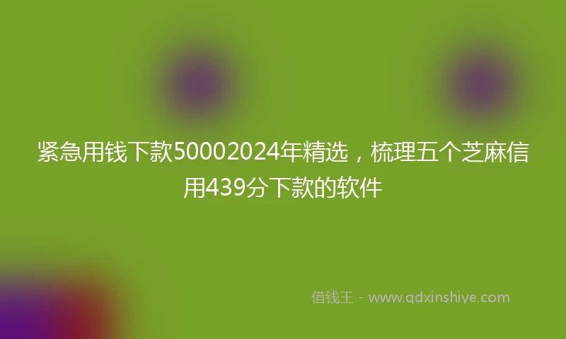 紧急用钱下款50002024年精选，梳理五个芝麻信用439分下款的软件