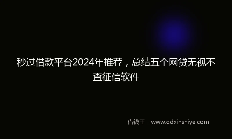 秒过借款平台2024年推荐，总结五个网贷无视不查征信软件