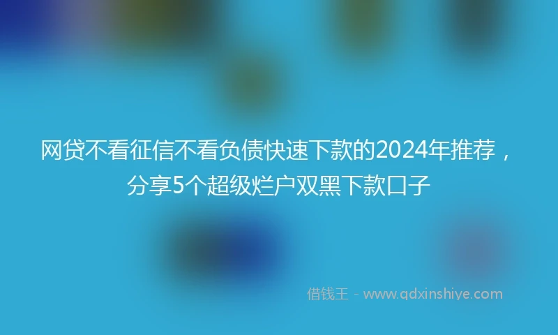 网贷不看征信不看负债快速下款的2024年推荐，分享5个超级烂户双黑下款口子