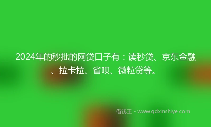 2024年的秒批的网贷口子有：读秒贷、京东金融、拉卡拉、省呗、微粒贷等。