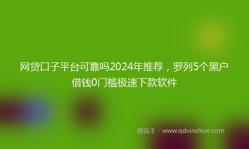 网贷口子平台可靠吗2024年推荐，罗列5个黑户借钱0门槛极速下款软件