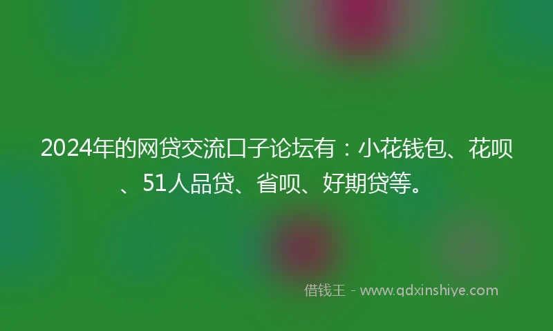 2024年的网贷交流口子论坛有：小花钱包、花呗、51人品贷、省呗、好期贷等。