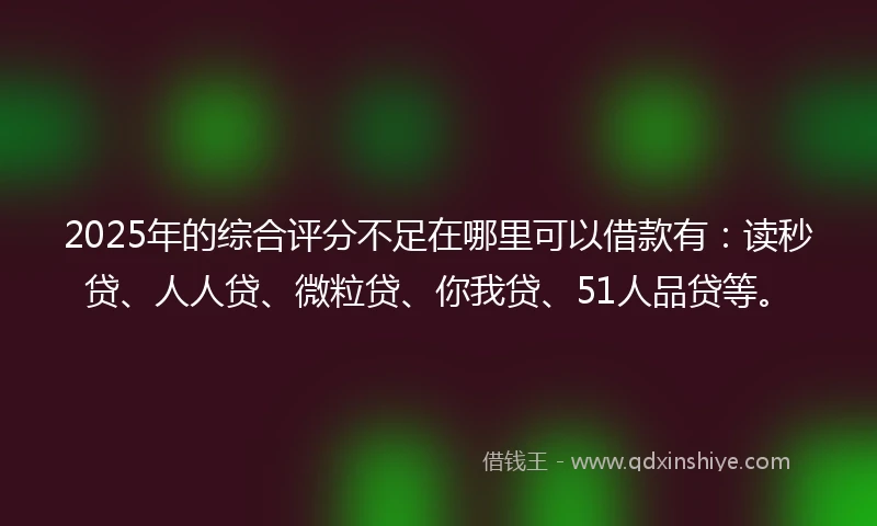 2025年的综合评分不足在哪里可以借款有：读秒贷、人人贷、微粒贷、你我贷、51人品贷等。