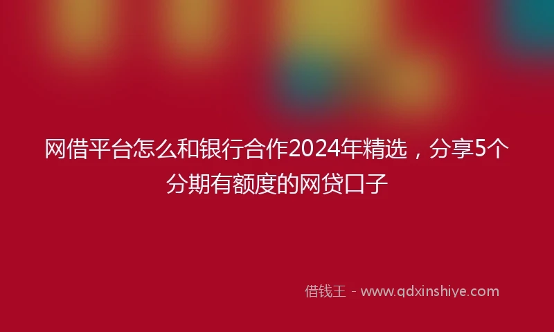 网借平台怎么和银行合作2024年精选，分享5个分期有额度的网贷口子